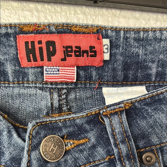 Vintage Y2K Hip Jeans Wide Leg Cropped – USA Flag Patch, Rhinestone Pockets - Picture 3 of 9